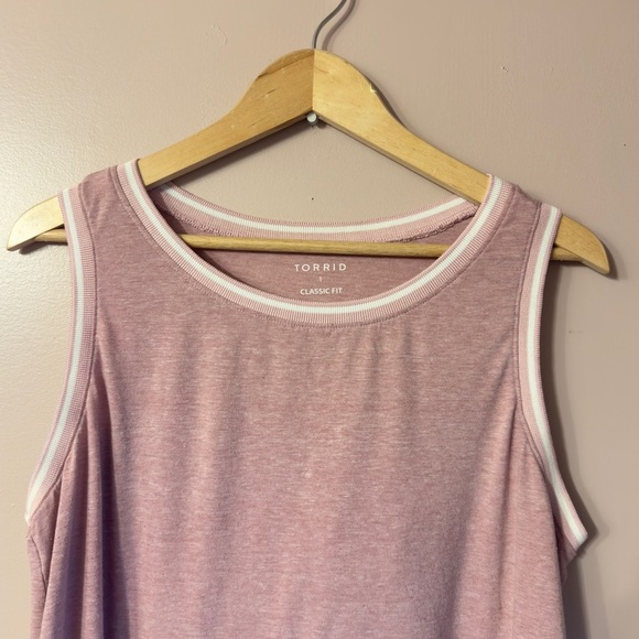 Torrid Triblend Crew Neck Ringer Tank Pink Women Size 1X - Picture 2 of 6